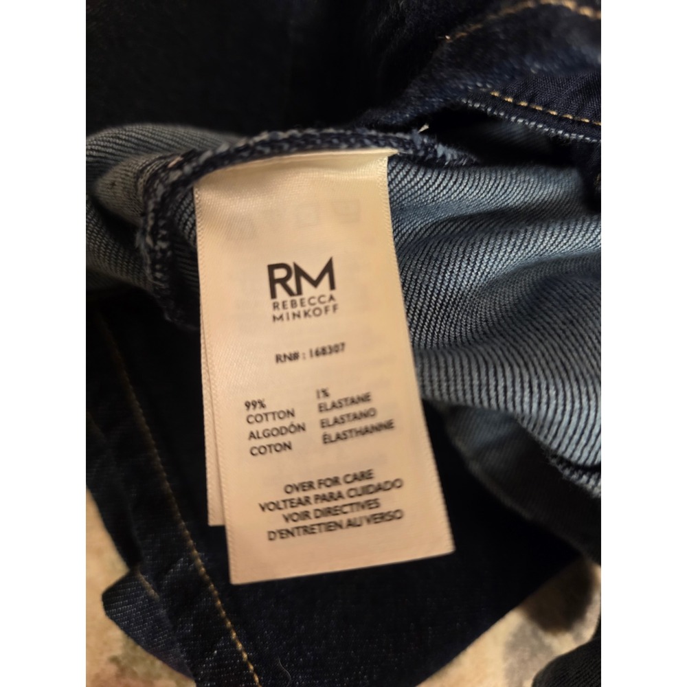 Rebecca Minkoff Blair Wash Denim Jacket Dark Indigo Double Breasted Cropped S - Picture 7 of 7